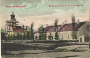 Kisjenő, Chisineu-Cris; Római katolikus templom építés alatt és főhercegi lak. Kaufmann Manó és Társa kiadása / church under construction and archduke villa