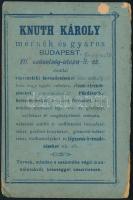 cca 1900-1910 Knuth Károly Mérnök és Gyáros prospektusa, a hátoldalán térképpel, kopásnyomokkal, 8x12 cm