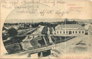 1901 Kovászna, Covasna; Járásbíróság, híd. Bogdán F. fényképész / square, court, bridge (EK)