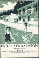 1957 Villamosplakát: Hotel Kékbalaton, Balatonvilágos, IBUSZ, 23,5×16,5 cm