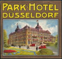 cca 1910 Düsseldorf, Park Hotel, litografált nyomtatvány, rajta a hotel képével, kis szakadással, 15x15 cm