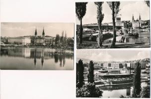 Budapest XI. Kosztolányi Dezső tér, Park étterem, Feneketlen tó, Villányi út - 3 db modern képeslap (Képzőművészeti Alap)