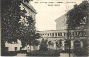 1917 Temesvár, Timisoara; Józsefváros, Iskolanővérek Intézete, udvari részlet / Catholic boarding school, courtyard