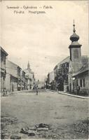 Temesvár, Timisoara; Gyárváros, Fő utca, templom, üzletek. "Hungaria Bromüta" Nr. 98.-1911. / Fabrik, Hauptgasse / Fabric, main street, church, shops