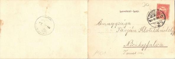 1901 Temesvár, Timisoara; Józsefváros, Küttl tér. Polatsek kiadása. kihajtható panorámalap / Iosefin...