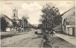 Resicabánya, Resicafalu, Resita; Fő utca, templom / main street, church