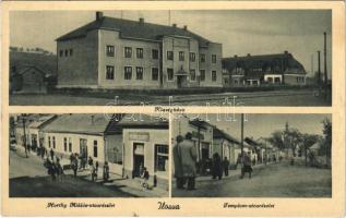 Ilosva, Irsava, Irshava; községháza, Templom és Horthy Miklós utca, üzlet / town hall, streets, shop + M. KIR. MOZGÓ POSTA 184 mozgóposta