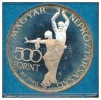 1980. 500Ft Ag "Téli Olimpia - Lake Placid" fekete MNB tokban T:1 (eredetileg PP) kis pati...