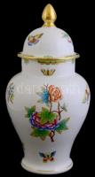 Herendi Viktória mintás fedeles urnaváza. Kézzel festett, jelzett, hibátlan 34 cm