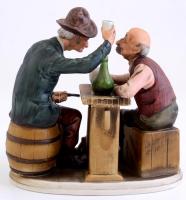 Capodimonte italozók. Festett biszkvit porcelán. Jelzett, hibátlan. 19x16 cm