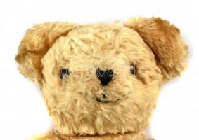 Régi szalmával tömött maci, jó állapotban, m: 25 cm