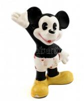 Mickey egér kerámia figura, jelzett, lepattanásokkal, kopásnyomokkal, m: 10 cm