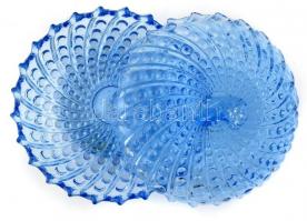 Kék üveg bonbonier, csorbával, d: 10,5 cm, m: 5,5 cm