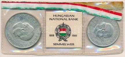 1968. 50Ft Ag + 100Ft Ag Semmelweis pár műanyag nemzeti színű fóliába csomagolva T:1 kis patina Adamo EM27; EM28