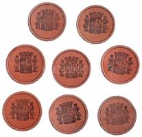 Spanyolország ~1930. 10c (4x) + 15c (4x) bélyeges szükségpénz T:I- 
Spain ~1930. 10 Centimos (4x) +...