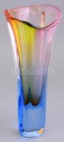 Bohémia ólomkristály váza, anyagában színezett, jelzett. hibátlan. 25 cm