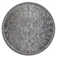 Románia 1910. 50b Ag "I. Károly" T:1-
Romania 1910. 50 Bani Ag "Charles I" C:AU