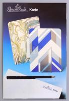 Rosenthal Victor Vasarely grafikával díszített porcelán képeslap, díszdobozban, ceruzával, leírással...