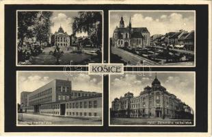 1938 Kassa, Kosice; Divadlo, Dóm, Postové riaditelstvo, Palác Zemského velitelstva / Színház, Székesegyház, Postaigazgatóság, tartományi székház / theatre, county hall, cathedral, post directorate, palace of the provincial headquarters + 1938 Kassa visszatért So. Stpl.