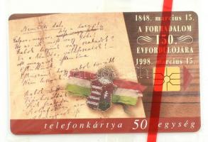 1998 1848-as forradalom használatlan telefonkártya, bontatlan csomagolásban.