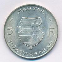 1947. 5Ft Ag "Kossuth" T:1- Adamo F8.1