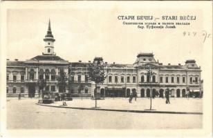1924 Óbecse, Stari Becej; Városháza és Eufemija Jovic bárónő palotája, üzletek / town hall, palace of Baroness Eufemija Jovic, shops (EK)