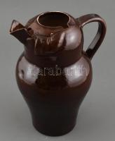 Barna kerámia bortartó, kis lepattanásokkal, tetején gyári repedéssel, m: 35,5 cm