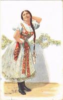 1905 Hungarian folklore art postcard. B.K.W.I. 547-4. s: Karpellus (EK)