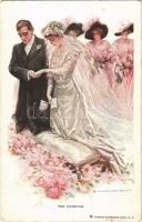 The Wedding. Romantic couple art postcard. Reinthal & Newman No. 188. s: Harrison Fisher (EK)