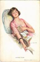 1910 Lovingly Yours. Romantic lady art postcard. Reinthal & Newman s: T. Earl Christy (EB)