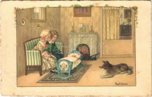 Children with baby and dog. A.R. Nr. 1362. s: Pauli Ebner (EK)