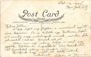 1924 "A Happy Halloween! Beware! Take care! For ghosts are seen on Halloween" Halloween gr...