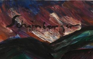 Schönberger jelzéssel: Város. Olaj, papír. 41,5x29,5 cm