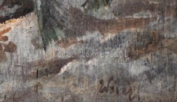 Olvashatatlan jelzéssel: Téli táj. Olaj, falemez. Dekoratív fa keretben. 9x14 cm