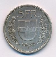 Svájc 1932B 5Fr Ag T:1-,2 kis patina Switzerland 1932B 5 Francs Ag C:AU, XF small patina Krause KM#40
