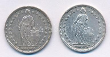 Svájc 1921B 1Fr Ag + 1944B 1Fr Ag T:2 
Switzerland 1921B 1 Franc Ag + 1944B 1 Franc Ag C:XF