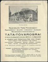 1931 Nyaraljunk Tata-Tóvároson! Egyesületek! Iskolák! Intézetek! Autósok! Rendezzünk kirándulásokat Tata-Tóvárosra! Reklám prospektus, fekete-fehér fotókkal. Tata, Hesz és Végh-ny., 2 sztl. lev, 15x11 cm.