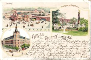1896 Erfurt with railway-station Litho (EB)