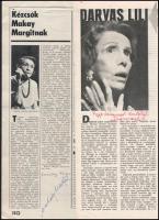 Dajbukát Ilona, Darvas Lili, Makay Margit, Tolnay Klári és Turay Ida aláírása újságlapokon