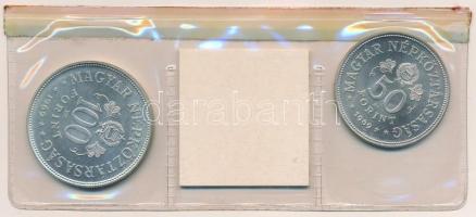 1969. 50Ft Ag + 100Ft Ag "Tanácsköztársaság" pár, nemzeti színű fóliába csomagolva T:1 Ada...