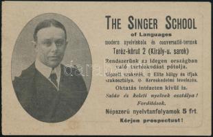 1906 The Singer School of Languages modern nyelviskola és conversatió-termek 1906/1907-es (1906. okt-1907- jún) kártyanaptára. Bp., Krausz és Társa-ny., 12x7,5 cm