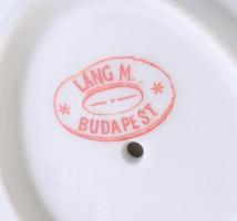 Láng M. porcelán mártásos edény, matricás, jelzett, kopásokkal 14x9,5 cm