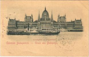 1898 (Vorläufer!!!) Budapest V. Országház, ZRÍNYI MIKLÓS oldalkerekes személyszállító gőzhajó