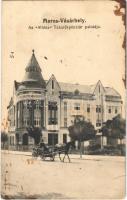 1914 Marosvásárhely, Targu Mures; Az Albina Takarékpénztár palotája, lovaskocsi / palace of the savings bank, horse cart (szakadás / tear)