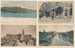 12 db RÉGI külföldi város képeslap / 12 pre-1945 European town-view postcards: 9 Rome, Sarajevo, London, Radna