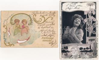 7 db RÉGI motívum képeslap: üdvözlők / 7 pre-1945 motive postcards: greetings