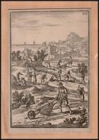cca 1800 Munkavégzés, metszet, paszpartuban, 14×9,5 cm