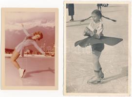 9 db RÉGI téli sport motívum fotó képeslap: jégkorcsolya / 9 pre-1945 winter sport motive photo post...