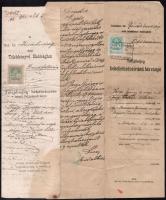 cca 1905-1940 össz 13 db telekönyvi-tulajdonjogi irat, okmánybélyegekkel (30 fillér, 15 krajcár), ré...