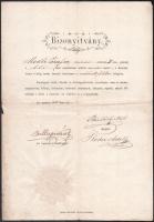 1851-1870 3 db bizonyítmány, viaszpecséttel, szárazpecséttel, okmánybélyeggel